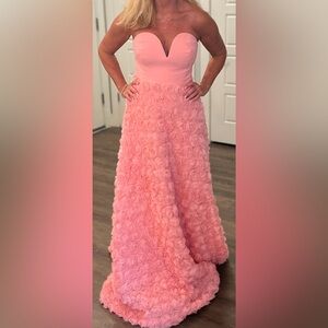 Milly Pink Rosette A-Line Maxi Dress